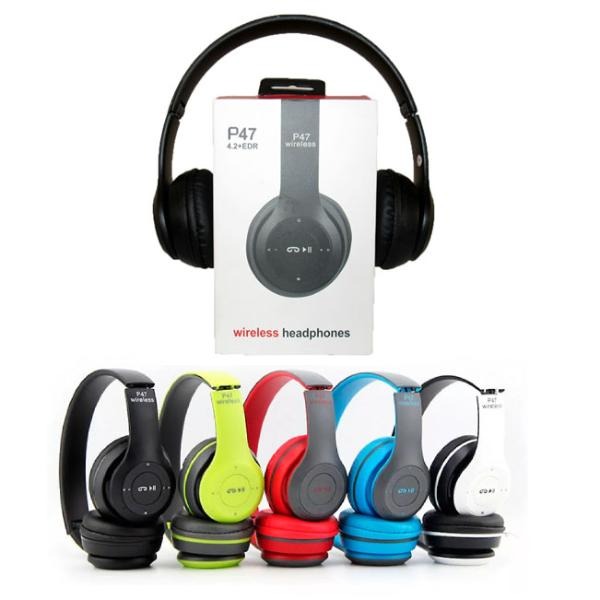 P47 Wireless Bluetooth Headphones 5.0 + EDR – Foldable Stereo Headset